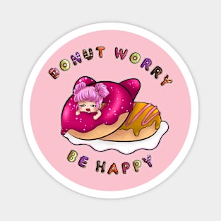 donut worry be happy G Magnet